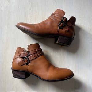 Diba love bug leather buckle block ankle booties